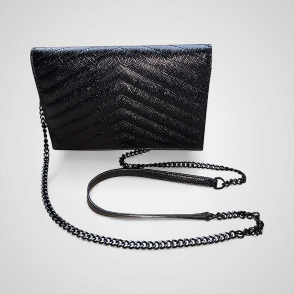 SAINT LAURENT Cassandre Envelope Chain matelassé textured-leather wallet - Picture 2 of 5